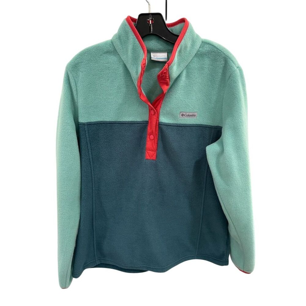Columbia Women's Two-Tone Fleece Sweater - Teal and Coral
